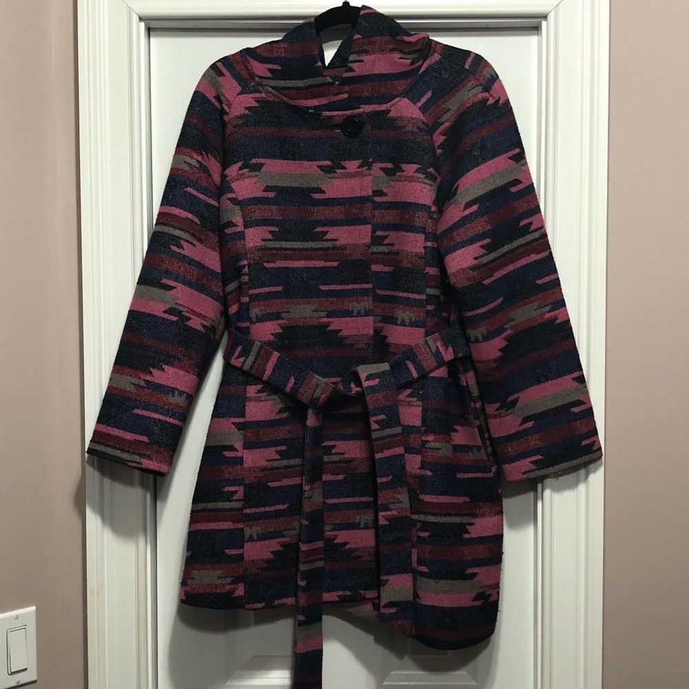 Colorful Aztec Print Hooded Jacket